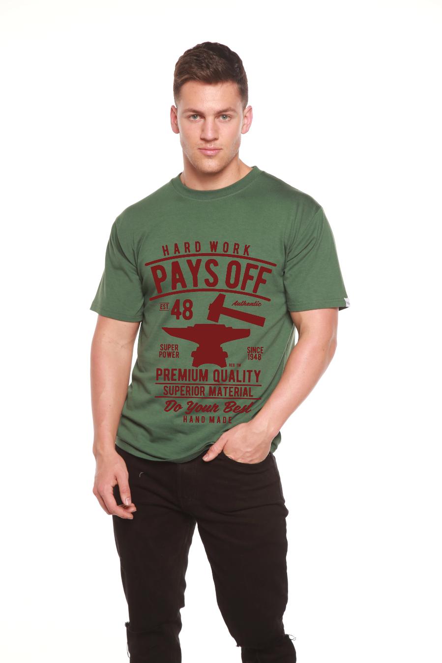Hard Work Pays Men's Bamboo Viscose/Organic Cotton Short Sleeve Graphic T-Shirt